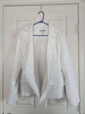 Steve Madden Women's White Textured Open Blazer Jacket